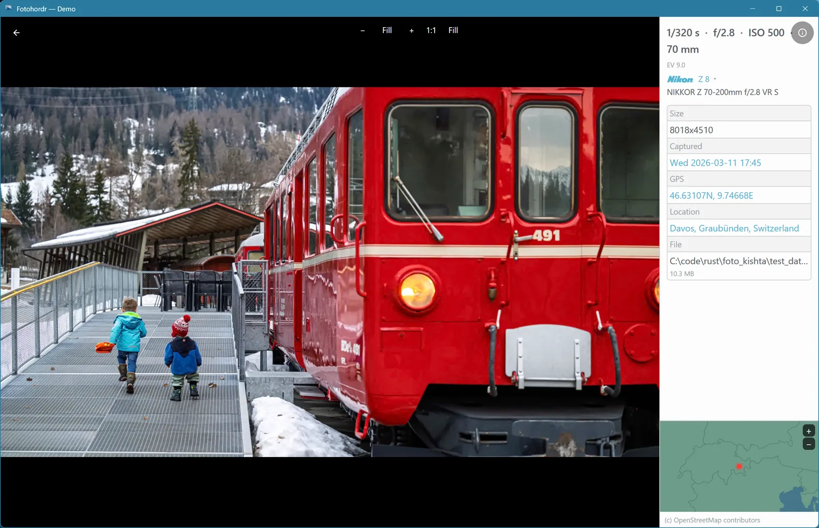 Photo viewer with metadata